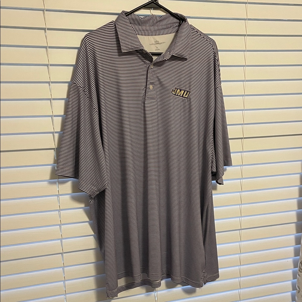 JMU Men’s Polyester Purple Striped Polo Shirt